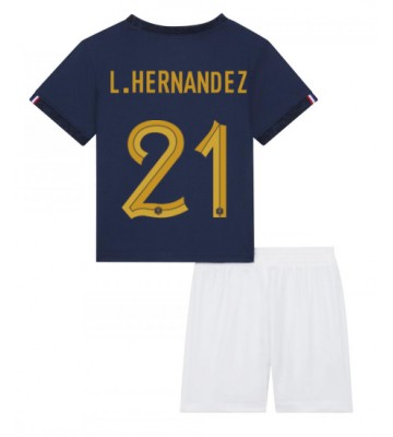 Lacne Dětský Futbalové dres Francúzsko Lucas Hernandez #21 MS 2022 Krátky Rukáv - Domáci (+ trenírky)